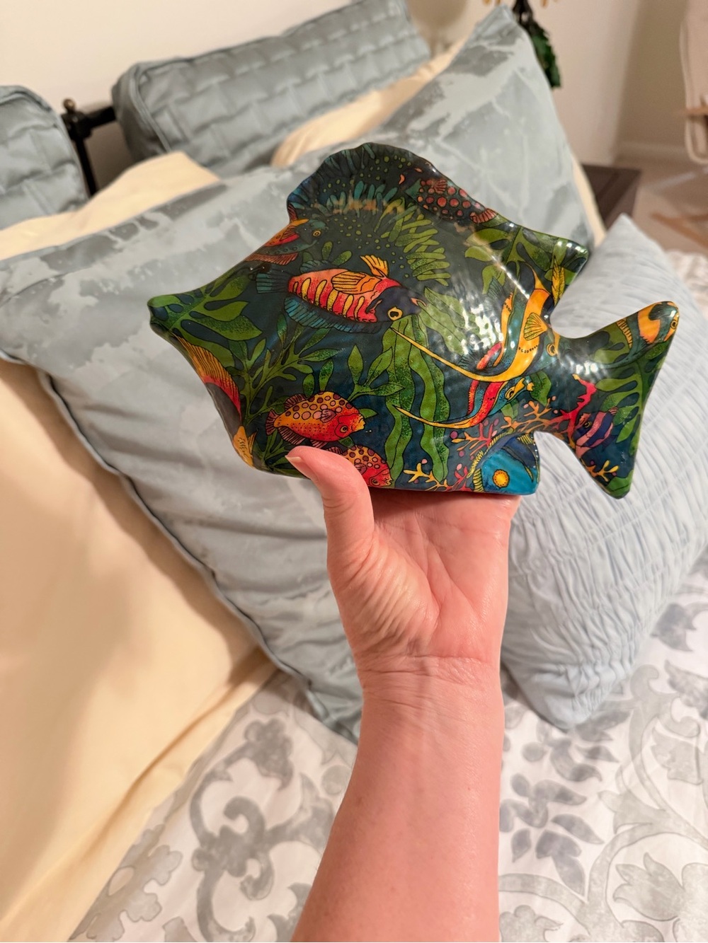 Vintage Tropical fish lacquered ceramic Fish Figurine